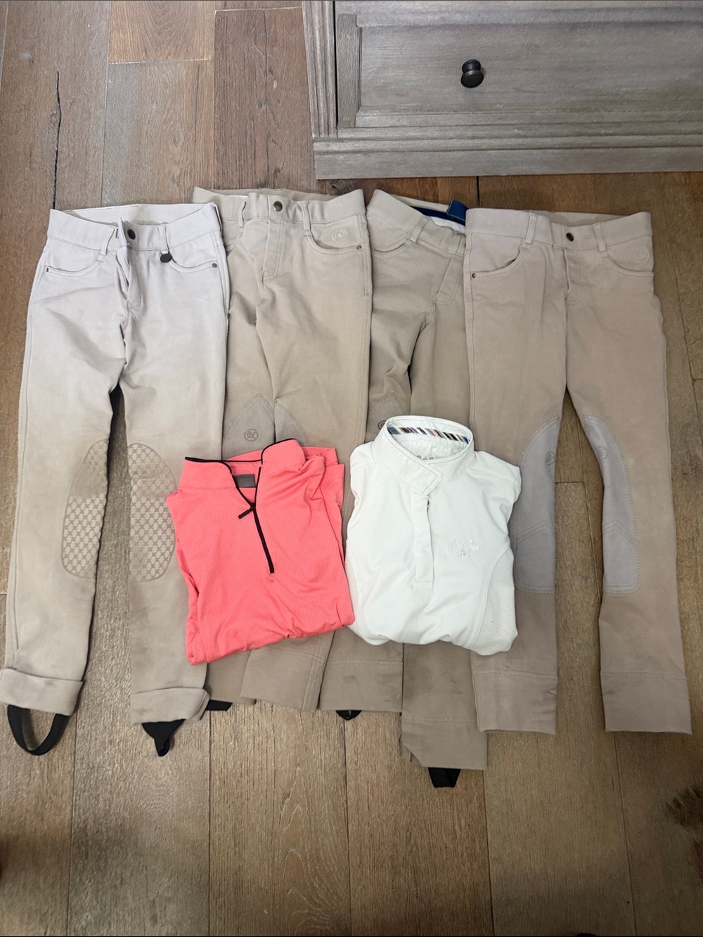 Ovation Kids Beige Riding Pants and shirt Bundle